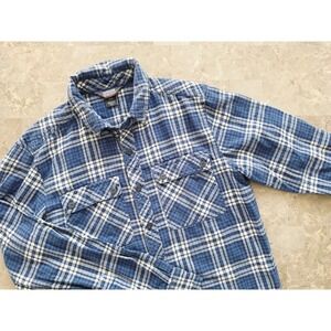 Outdoor Research Mens Blue White Plaid Organic Cotton Flannel Shirt Small